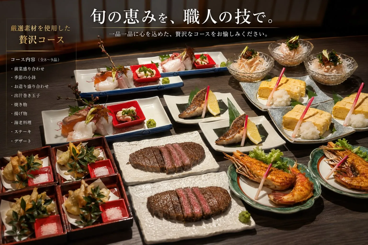 落ち着いた個室で、旬を味わう贅沢なひととき。